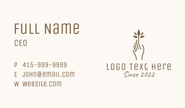 Brown Hand Plant  Business Card Design Image Preview