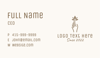 Brown Hand Plant  Business Card Image Preview