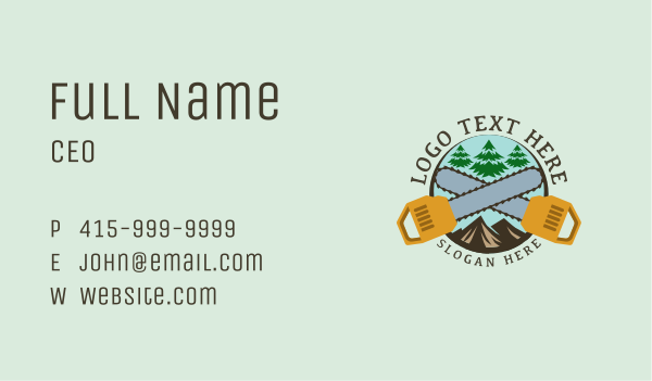 Chainsaw Mountain Tree Business Card Design Image Preview