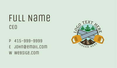 Chainsaw Mountain Tree Business Card Image Preview