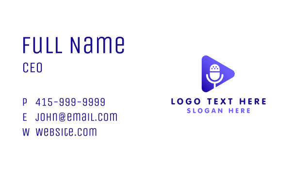 Podcast Mic Play Button Business Card Design Image Preview