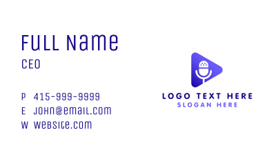 Podcast Mic Play Button Business Card Image Preview