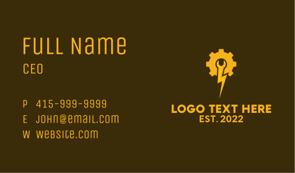 Electric Gear Mechanic  Business Card Design Image Preview