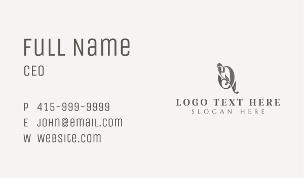 Chic Elegant Floral Letter Q Business Card Design Image Preview