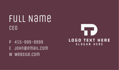 White Modern Monogram D & T Business Card Image Preview