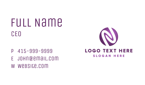 Purple Startup Letter N Business Card Design Image Preview