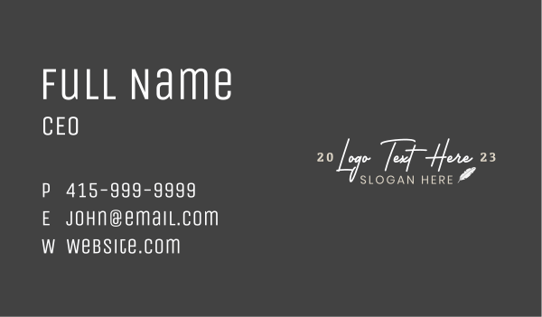 Quill Pen Wordmark Business Card Design Image Preview