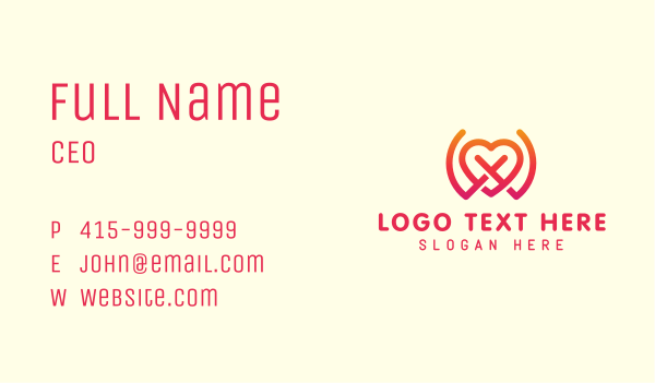 Heart Line Letter X Business Card Design Image Preview