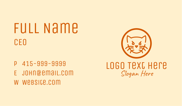 Angry Orange Cat  Business Card Design Image Preview