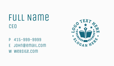Quill Pen Book Emblem Business Card Image Preview