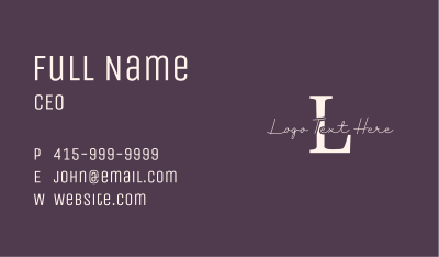 Cursive Elegant Letter Business Card Image Preview