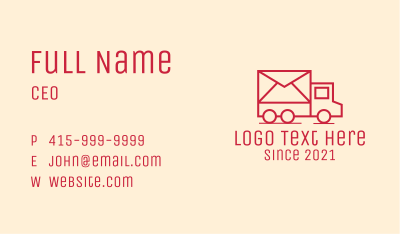 Mail Delivery Van Business Card Image Preview