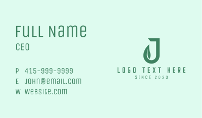 Letter J Organization Leaf  Business Card Image Preview