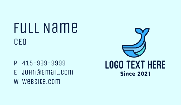 Whale Animal Mascot  Business Card Design