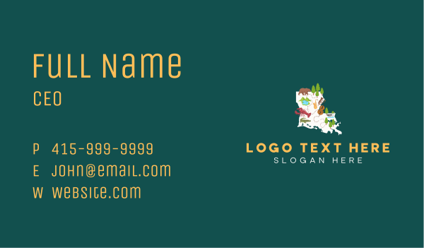 Louisiana Travel State Map Business Card Design Image Preview
