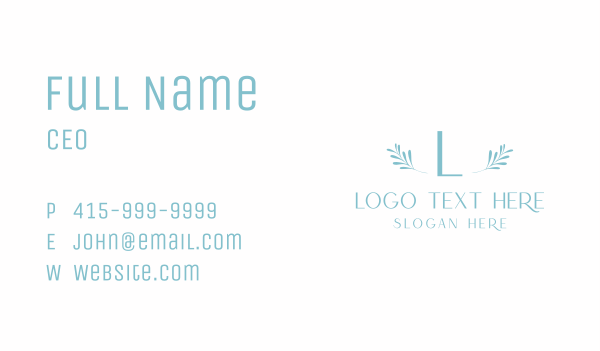 Organic Leaf Lettermark Business Card Design Image Preview