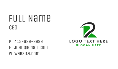 Green Letter R Business Business Card