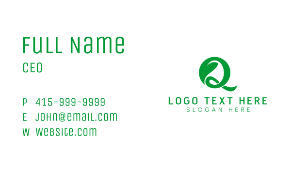 Herbal Leaf Letter Q  Business Card Design Image Preview