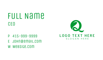 Herbal Leaf Letter Q  Business Card Image Preview
