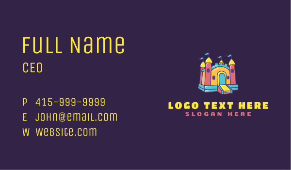 Fun Castle Bounce House Business Card Design Image Preview