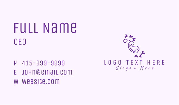 Purple Floral Ornament Business Card Design Image Preview