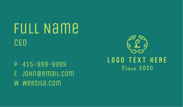 Vine Organic Lettermark Business Card Design Image Preview