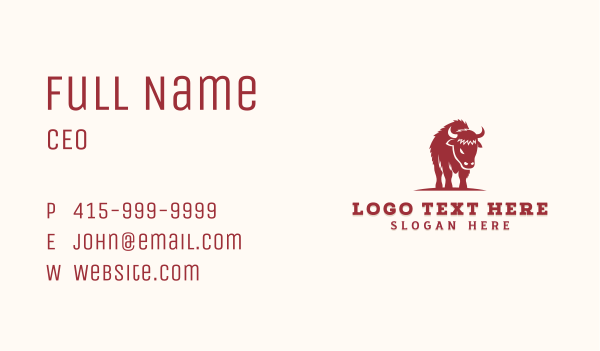 Bull Buffalo Steakhouse Business Card Design Image Preview