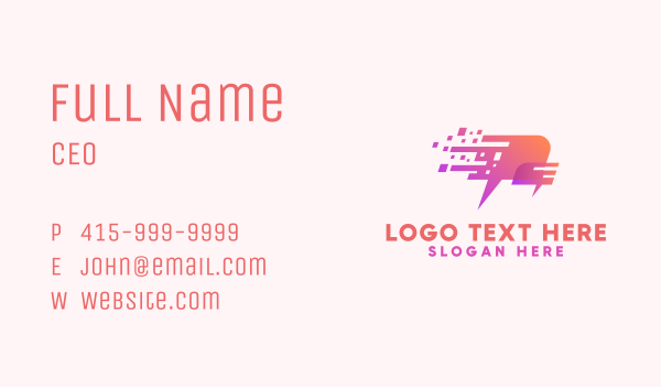 Pixelated Speech Bubble Business Card Design Image Preview