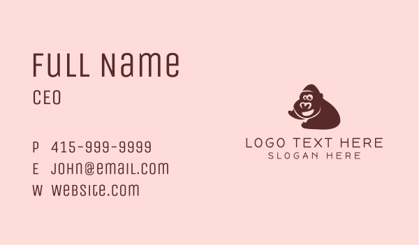 Brown Smiling Gorilla  Business Card Design Image Preview