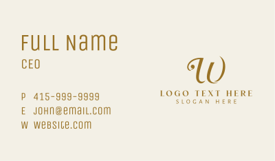 Golden Startup Letter W Business Card Image Preview
