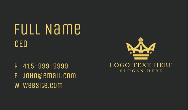 Elegant Gold Crown  Business Card Design Image Preview