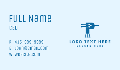 Technology Circuit Letter P Business Card Image Preview