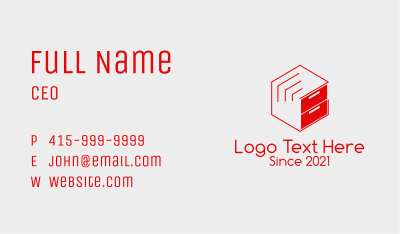 Red File Cabinet  Business Card