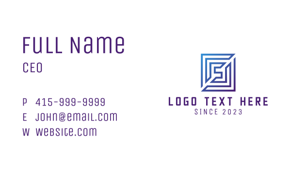 Square Maze Letter S Business Card Design Image Preview