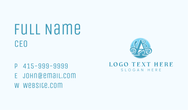 Blue Classic Letter A Business Card Design Image Preview