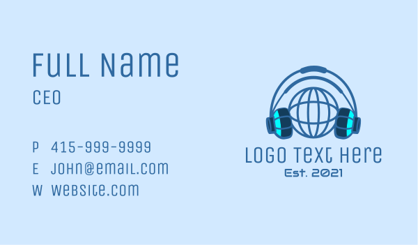 Blue Global Gaming Business Card Design Image Preview