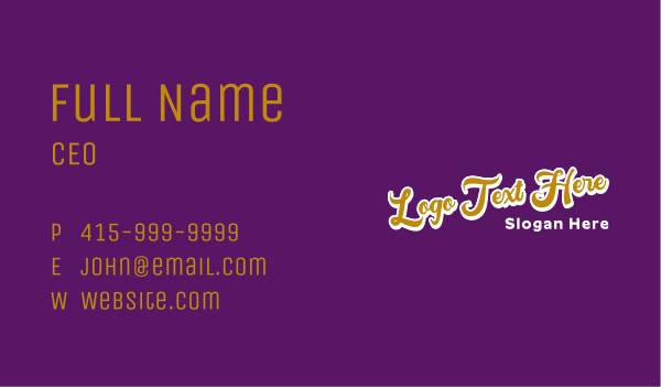Quirky Script Wordmark Business Card Design Image Preview