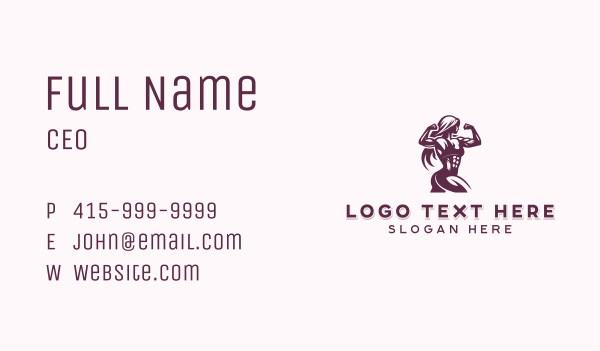 Woman Bodybuilder Weightlifting  Business Card Design Image Preview