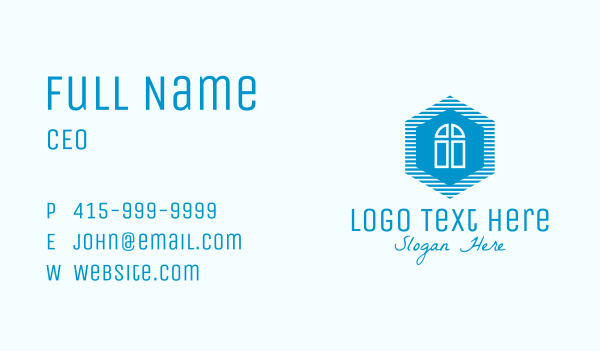 Blue Hexagon Door Business Card Design Image Preview