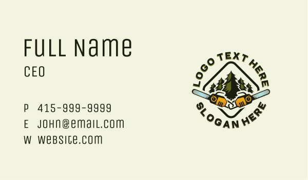 Forest Lumberjack Chainsaw Business Card Design Image Preview