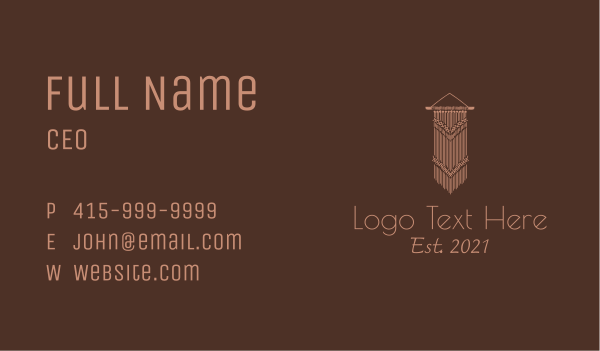 Knitted Macrame Decoration Business Card Design Image Preview