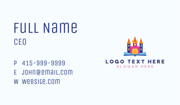 Kindergarten Castle Educational Business Card Design Image Preview