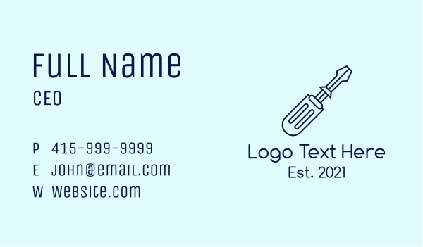 Blue Screw Driver  Business Card Design Image Preview