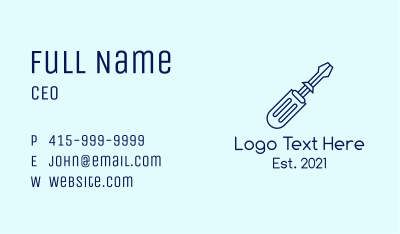 Blue Screw Driver  Business Card Image Preview