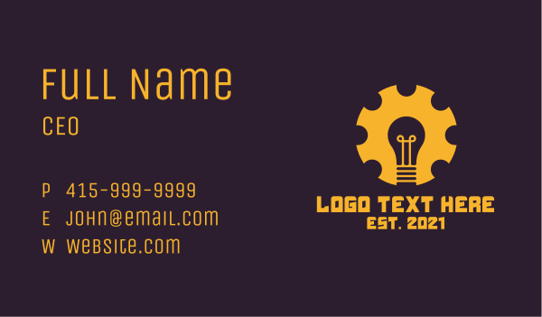Mechanical Gear Bulb  Business Card Design Image Preview