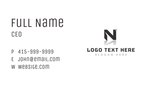 Modern Brand Reflection Letter N Business Card Design Image Preview
