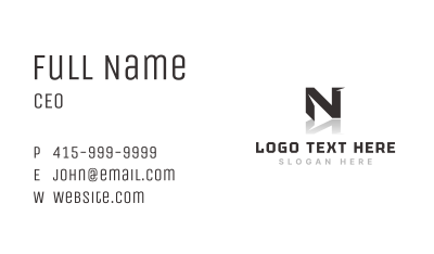 Modern Brand Reflection Letter N Business Card Image Preview