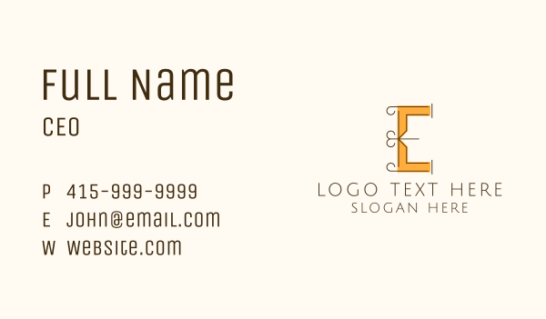 Vintage Letter E Business Card Design Image Preview