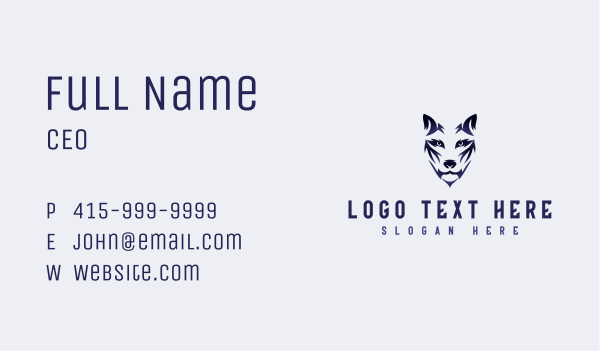 Fierce Wolf Dog Business Card Design Image Preview