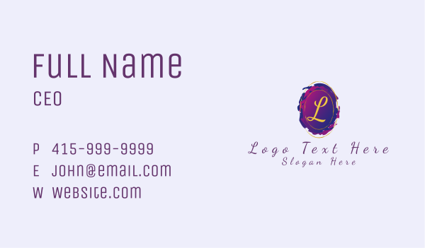 Oval Watercolor Fashion Lettermark Business Card Design Image Preview